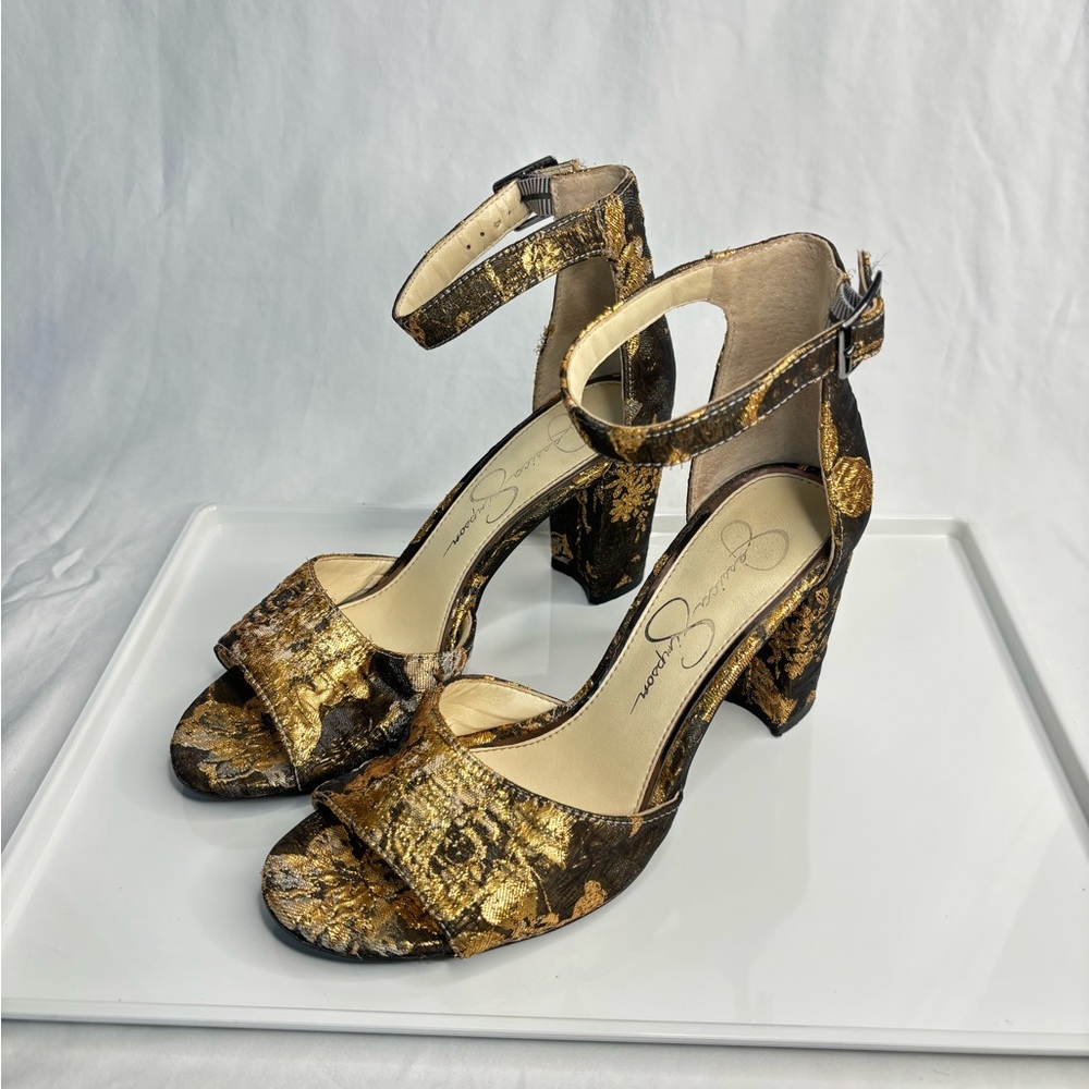 JESSICA SIMPSON GOLD SHERRON HEELS